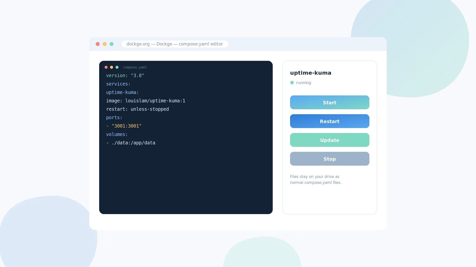Dockge compose.yaml editor with stack controls